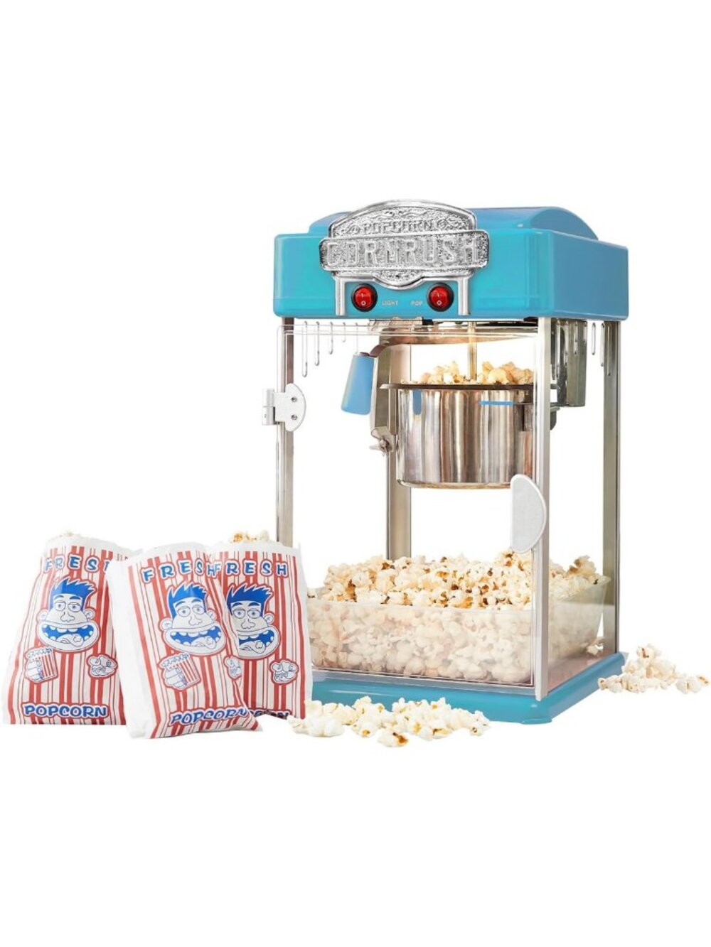 Vintage 4 OZ Popcorn Popper Machine - Theater Style with Nonstick Kettle & Scoop